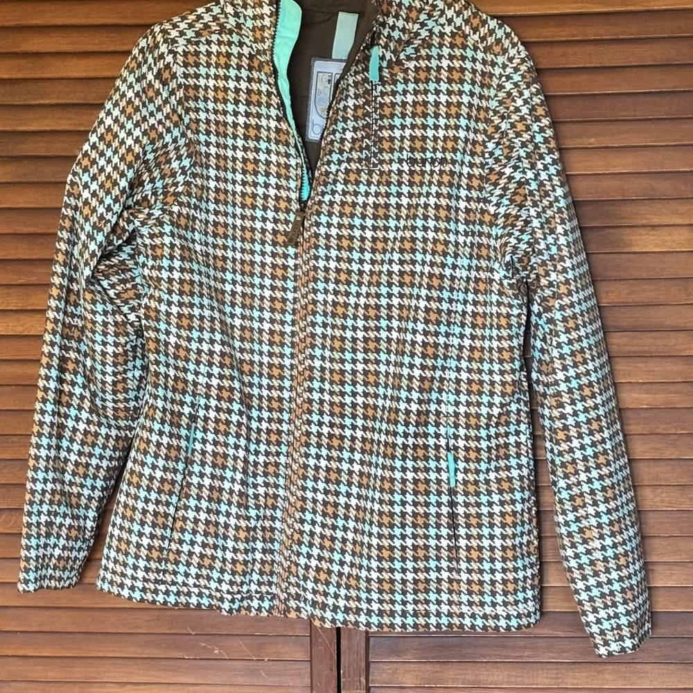 Women's Houndstooth Jacket - Brown and Blue